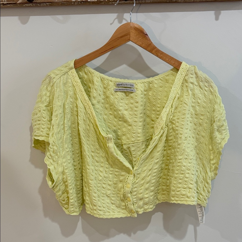 Urban Outfitters Light Yellow Button-Up Crop Top